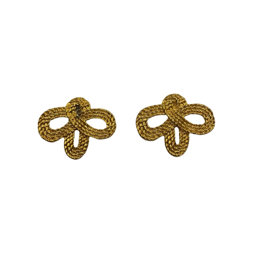 Gold Tone Rope Braided Bow Shoe Clips